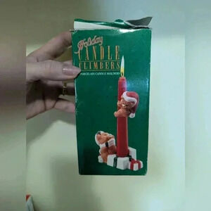 Vintage Christmas candle  climber teddy bear set